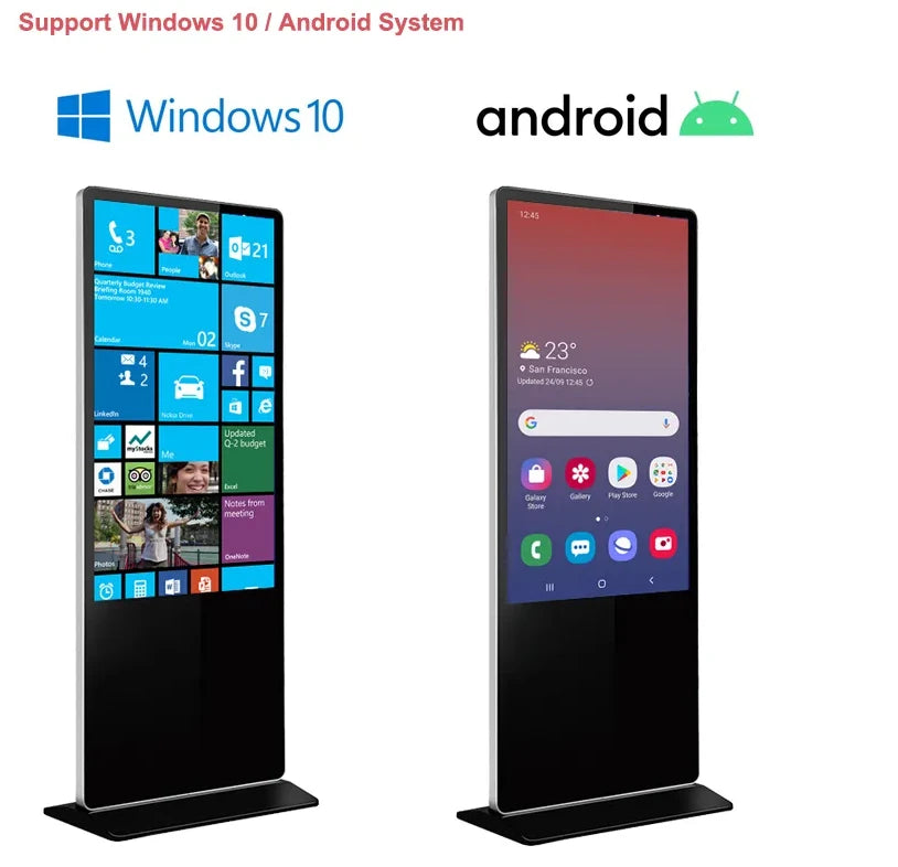 Digital customer stopper DKS-LED43, 43 in display, Windows 10, white, 610 mm x 450 mm x 1,810 mm