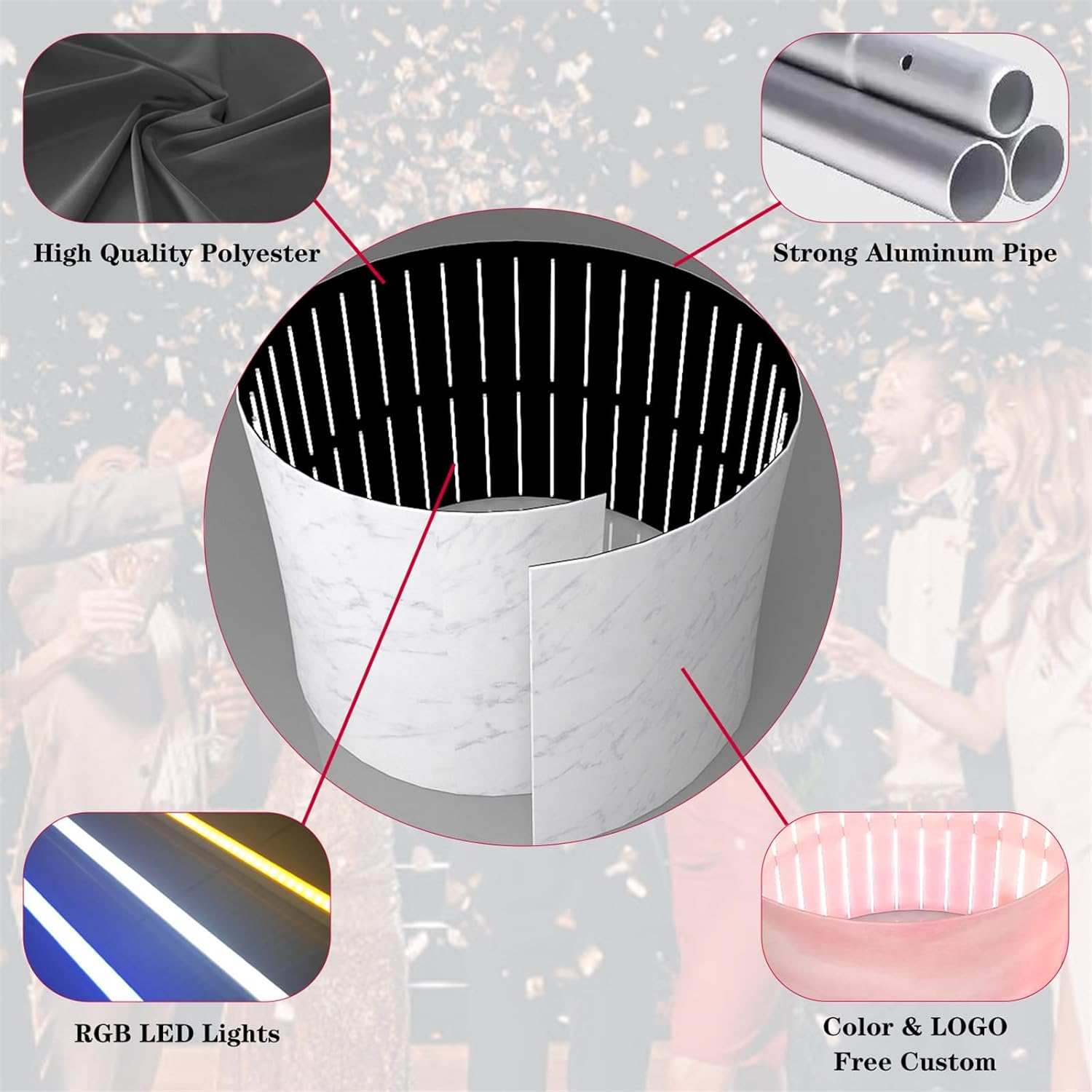 360-Grad-Fotokabinen-Hintergrund für Events, 360-Grad-Videokamera-Kabine – Kostenloses Individuelles Logo, Für Veranstaltungen