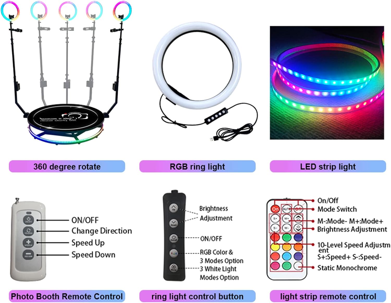 360 Photo Booth PRO – 100cm AUTOMATIC Infinity Mirror (360 camera booth, 360 video booth)