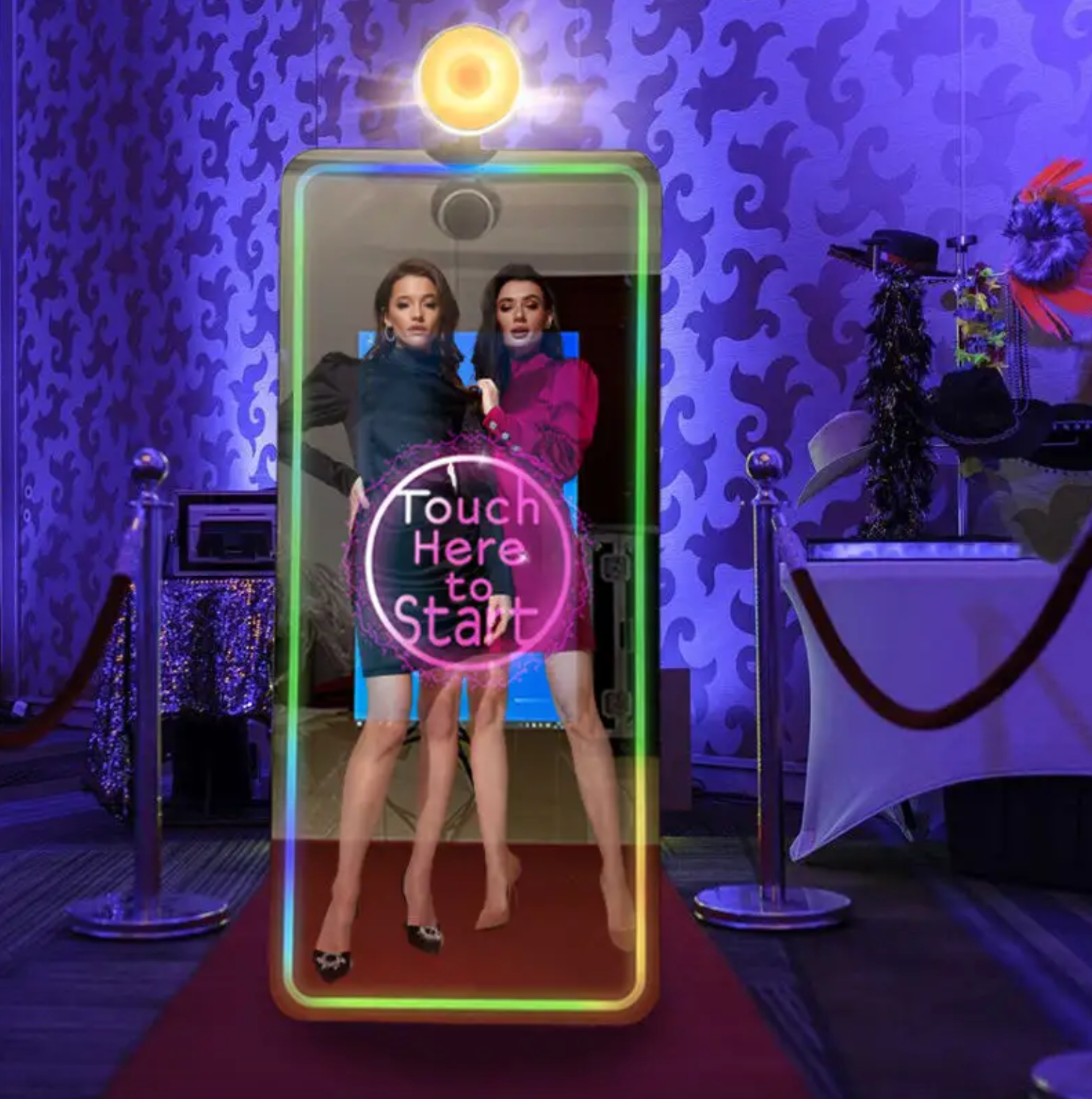 Magic Mirror Glass Photobooth 65" with 43" Touchscreen (Black or White)