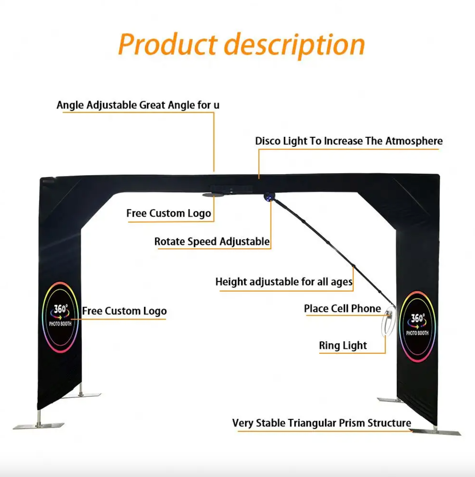 360 Fotokabine PRO – ÜBERKOPF (360 Grad Kamerakabine, 360 Grad Videokabine)