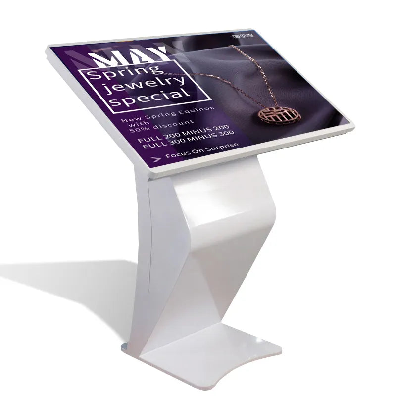 Digital customer stopper DKS-LED43, 43 in display, Windows 10, white, 610 mm x 450 mm x 1,810 mm