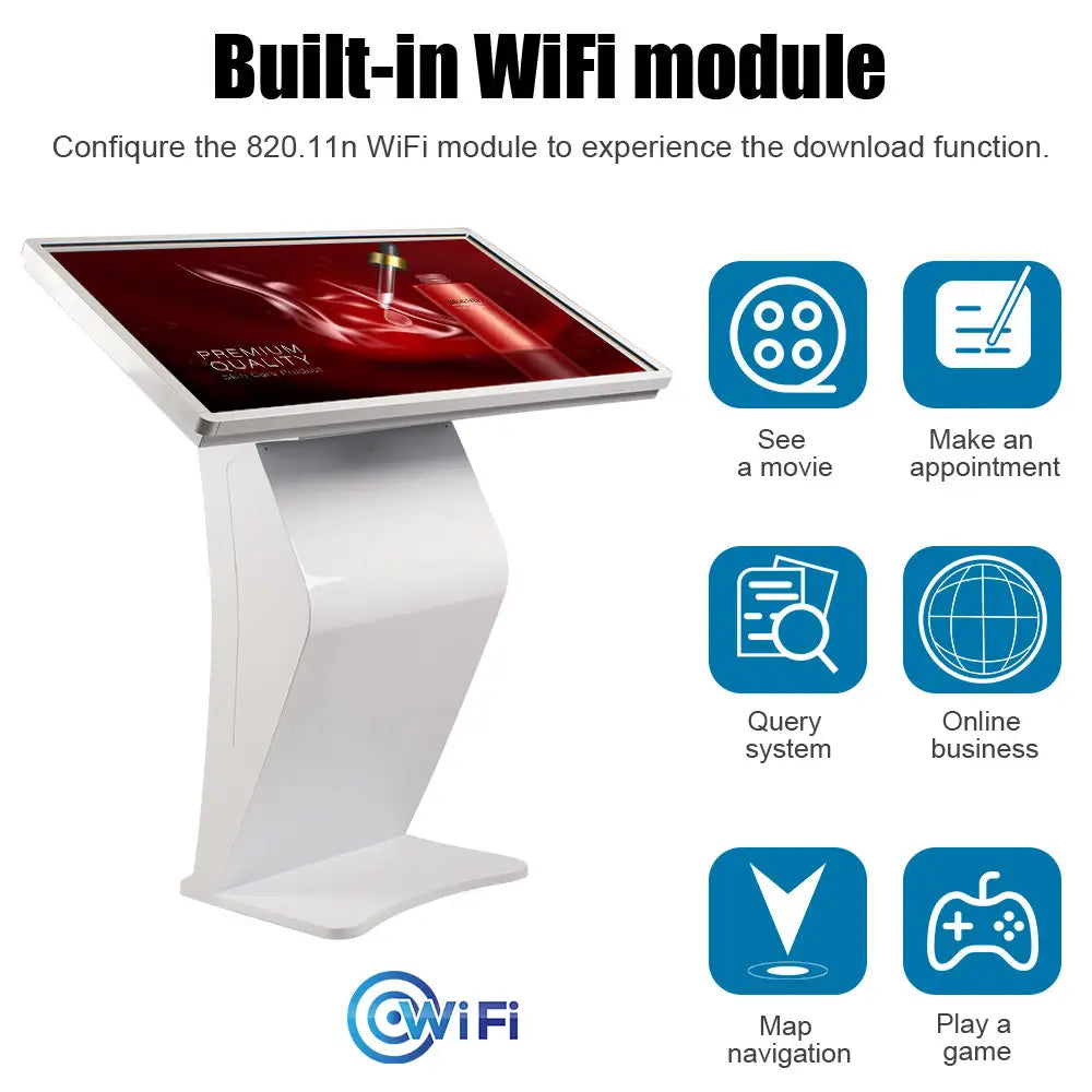 Digital customer stopper DKS-LED43, 43 in display, Windows 10, white, 610 mm x 450 mm x 1,810 mm