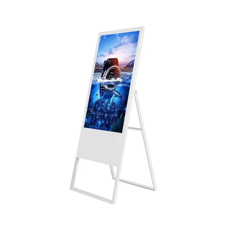 Digital customer stopper DKS-LED43, 43 in display, Windows 10, white, 610 mm x 450 mm x 1,810 mm
