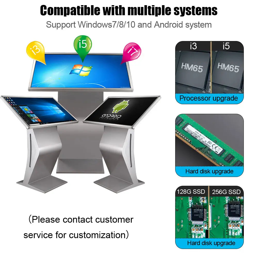 Digital customer stopper DKS-LED43, 43 in display, Windows 10, white, 610 mm x 450 mm x 1,810 mm