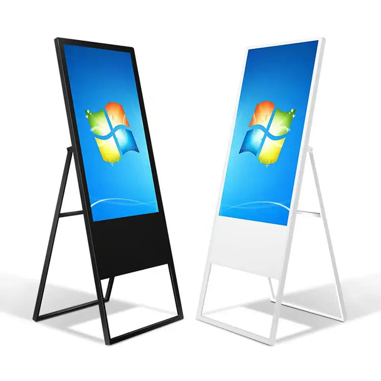 Digital customer stopper DKS-LED43, 43 in display, Windows 10, white, 610 mm x 450 mm x 1,810 mm
